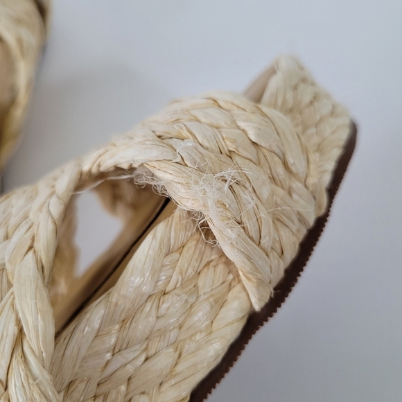 Kaanas Inagua Slip-On Sandals Natural Raffia & Leather Platform Women's Size 7 - Picture 6 of 11